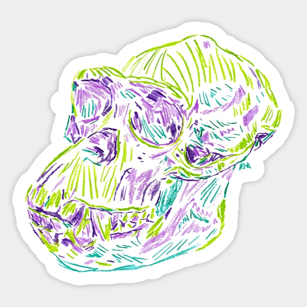 2021 03 skulls chimp Sticker by Katherine Montalto